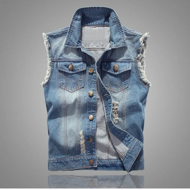 Jacob Mason Distressed Denim Vest
