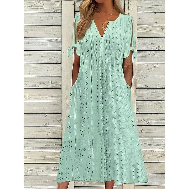 Isa | Midi Cotton Dress With Relaxed Elegance