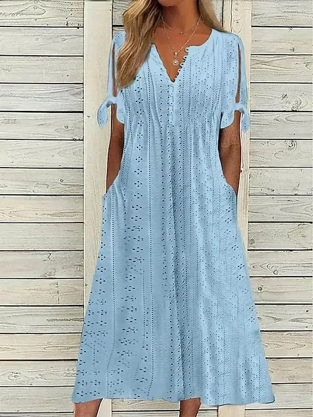 Isa | Midi Cotton Dress With Relaxed Elegance