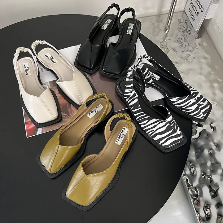 Women's Stylish Slingback Sandals with Comfortable Square Toe