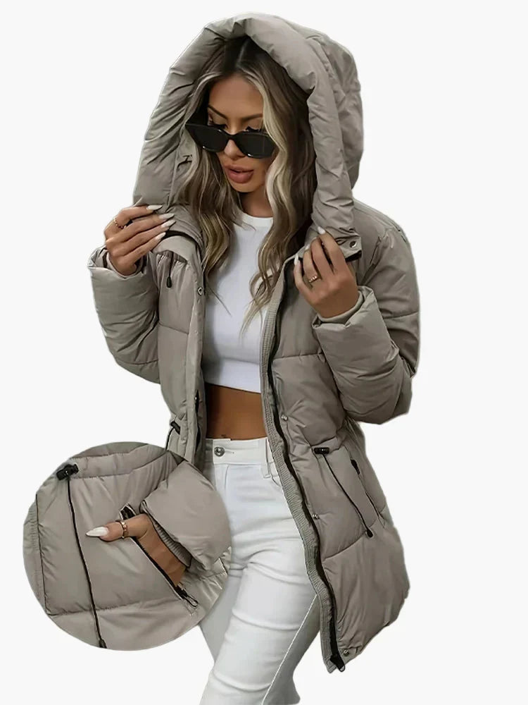 Women's Fitted Quilted Jacket with Hood