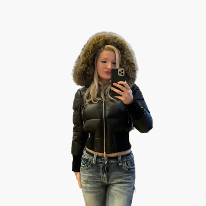 Women's Fitted Quilted Jacket with Hood
