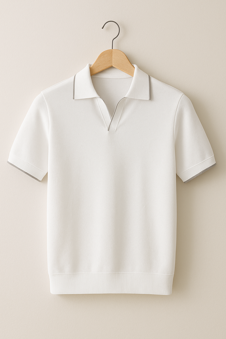 Slim Fit Knit Men’s Polo Shirt with Contrast Trim