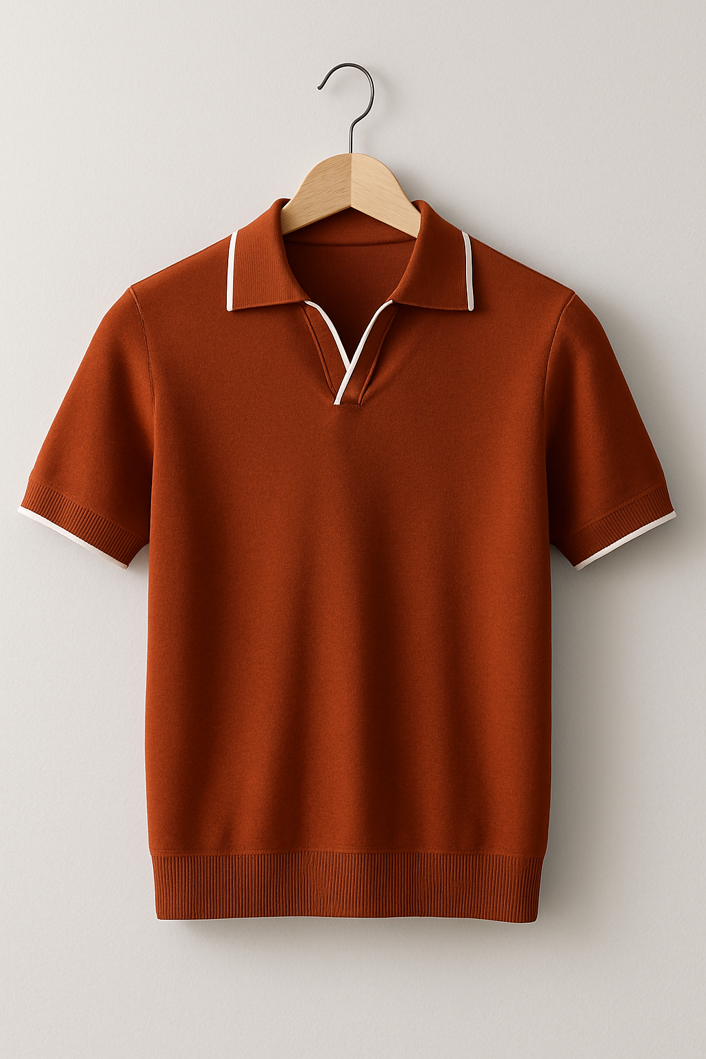 Slim Fit Knit Men’s Polo Shirt with Contrast Trim