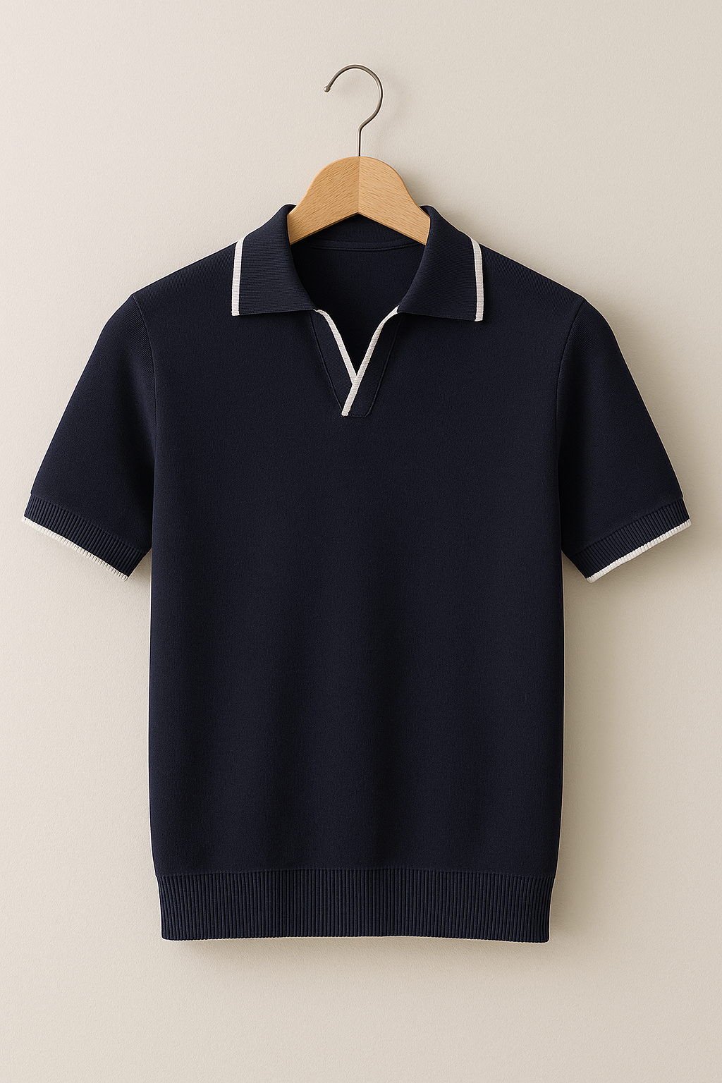 Slim Fit Knit Men’s Polo Shirt with Contrast Trim
