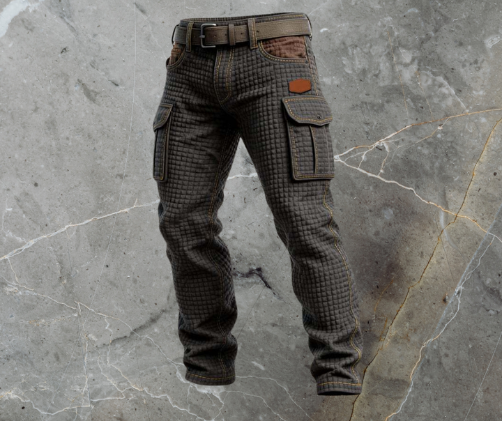 Men's Reinforced Cargo Trousers with Textured Weave