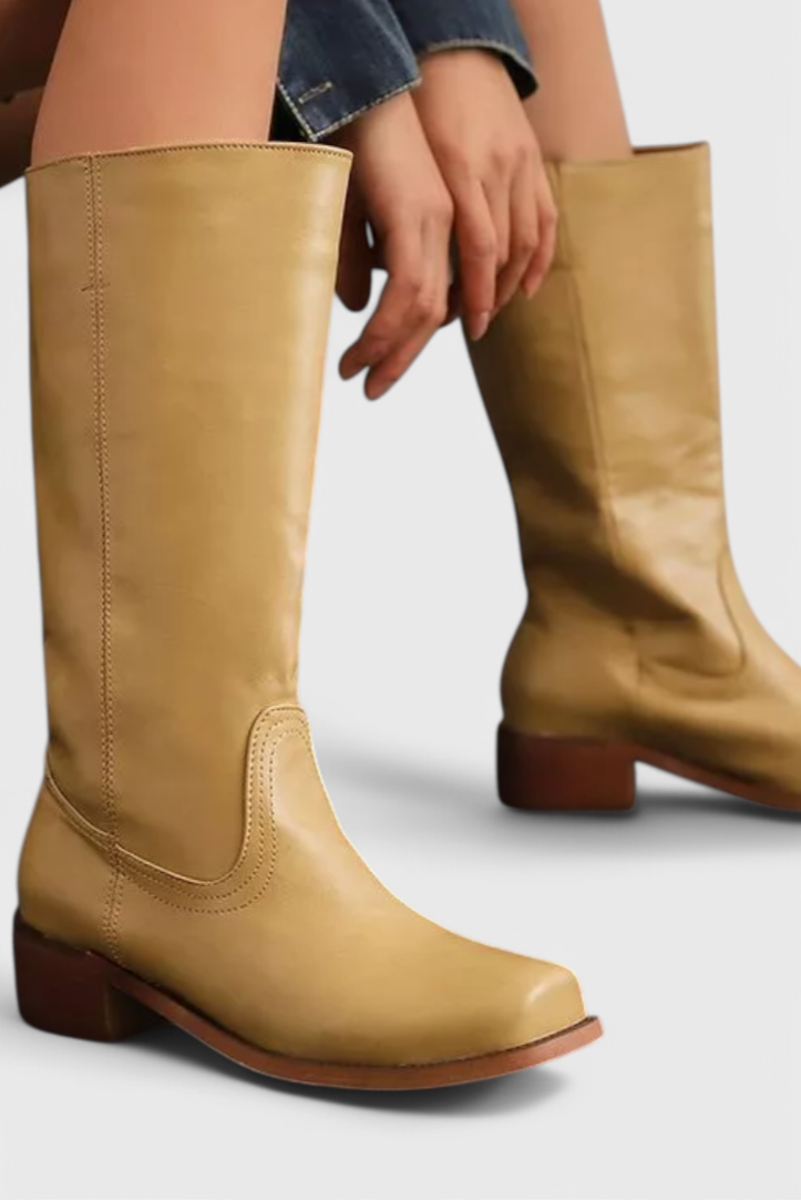 Ella | Women’s Leather Knee-High Boots with Heels