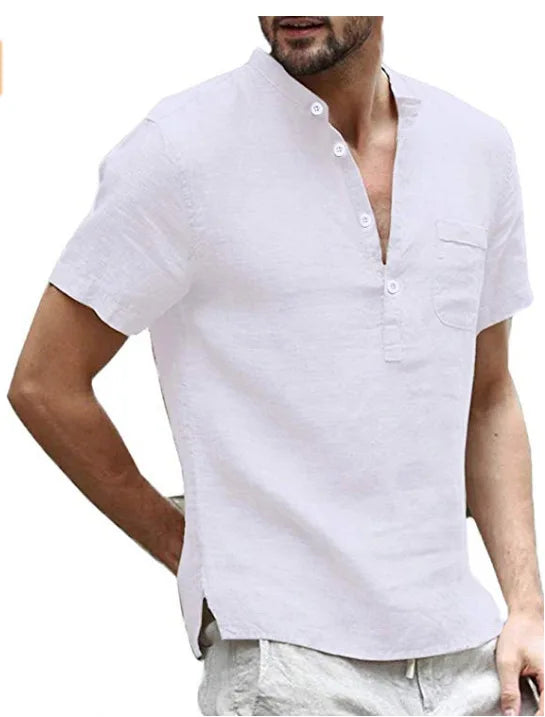 Men's Short Sleeve Linen Shirt