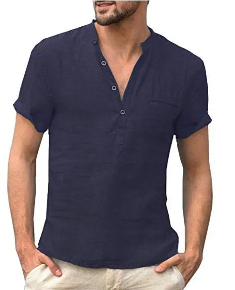 Men's Short Sleeve Linen Shirt