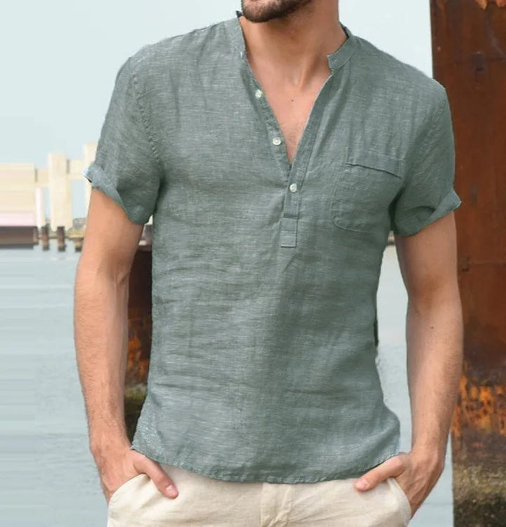 Men's Short Sleeve Linen Shirt