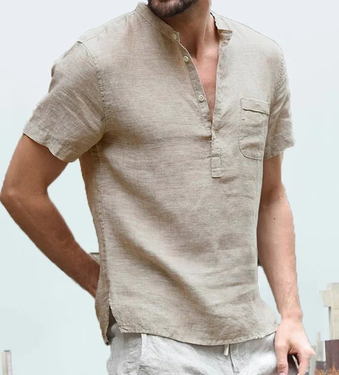 Men's Short Sleeve Linen Shirt