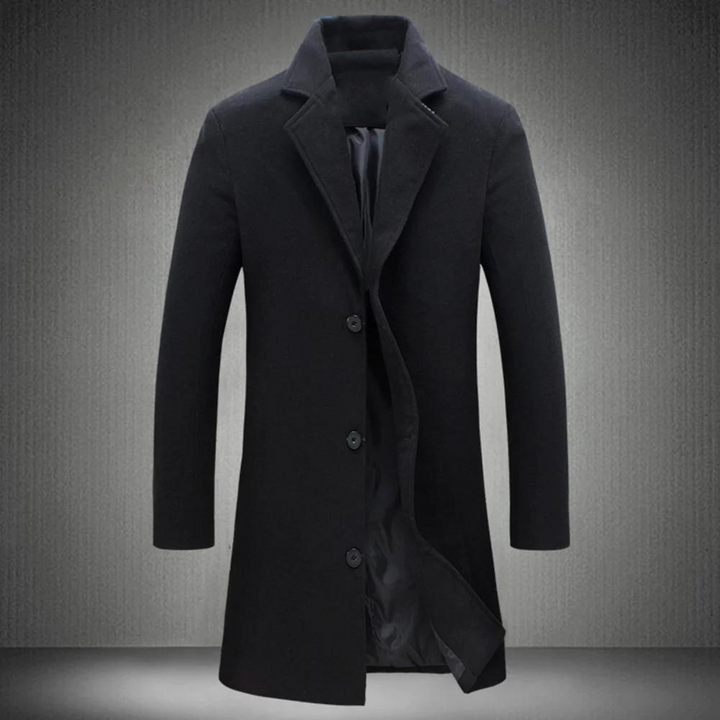 Women's Longline Wool Coat with Notch Lapels