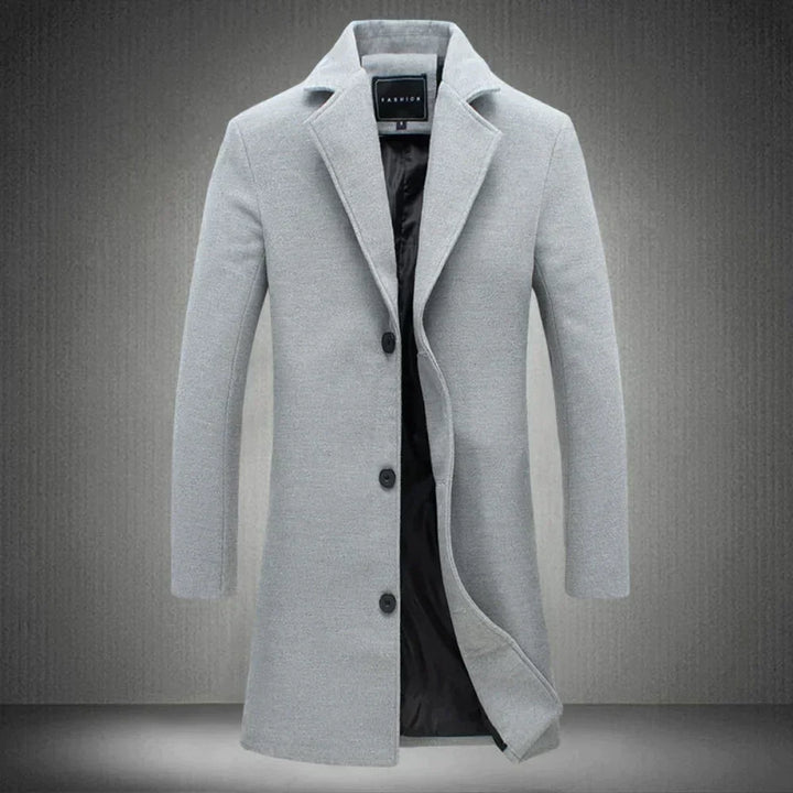 Women's Longline Wool Coat with Notch Lapels