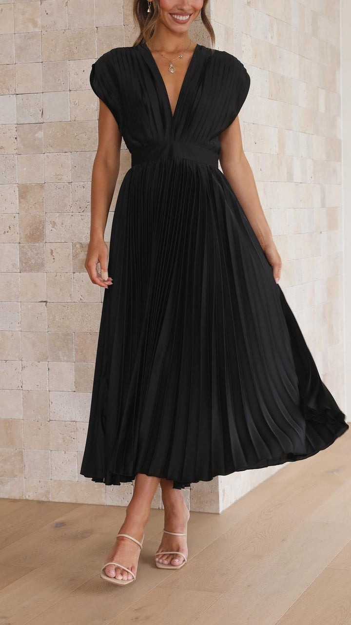 Maria - Women's Elegant Pleated Chiffon Maxi Dress
