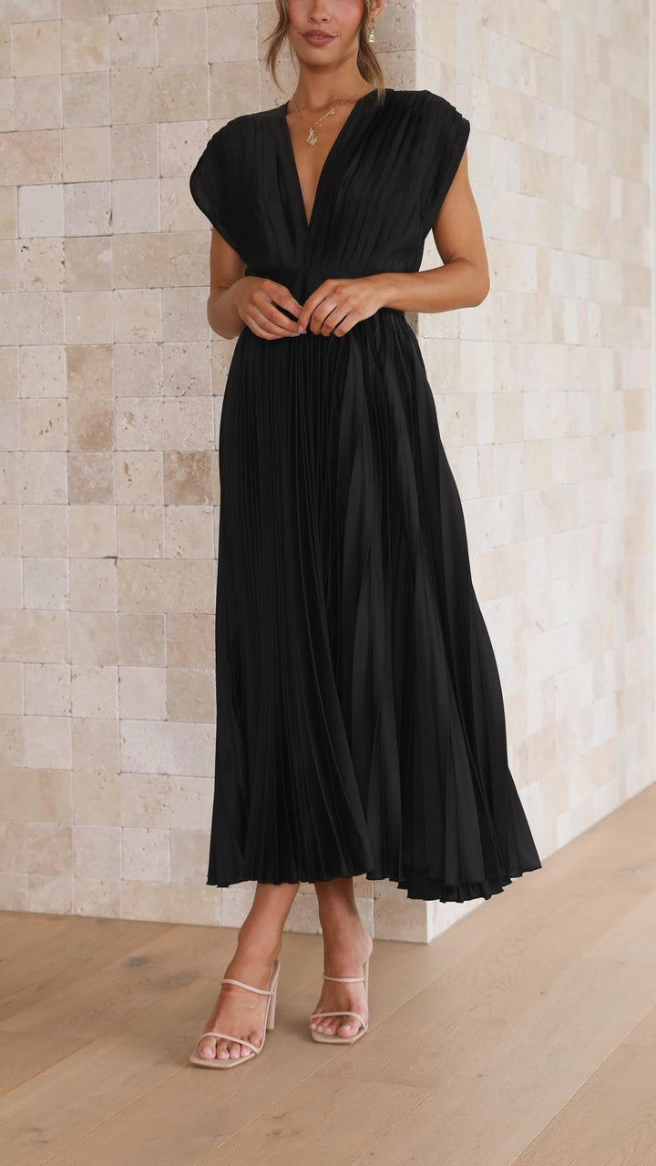 Maria - Women's Elegant Pleated Chiffon Maxi Dress