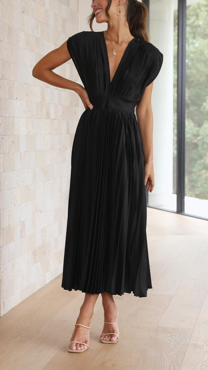 Maria - Women's Elegant Pleated Chiffon Maxi Dress