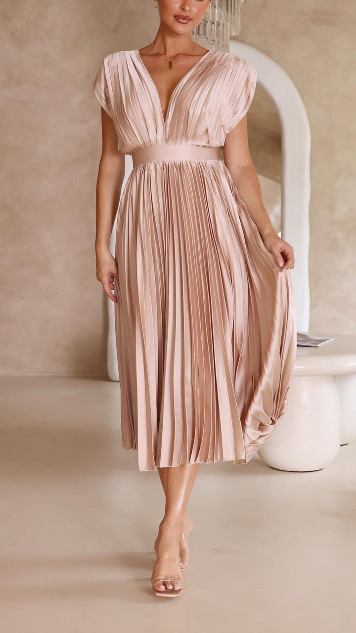 Maria - Women's Elegant Pleated Chiffon Maxi Dress