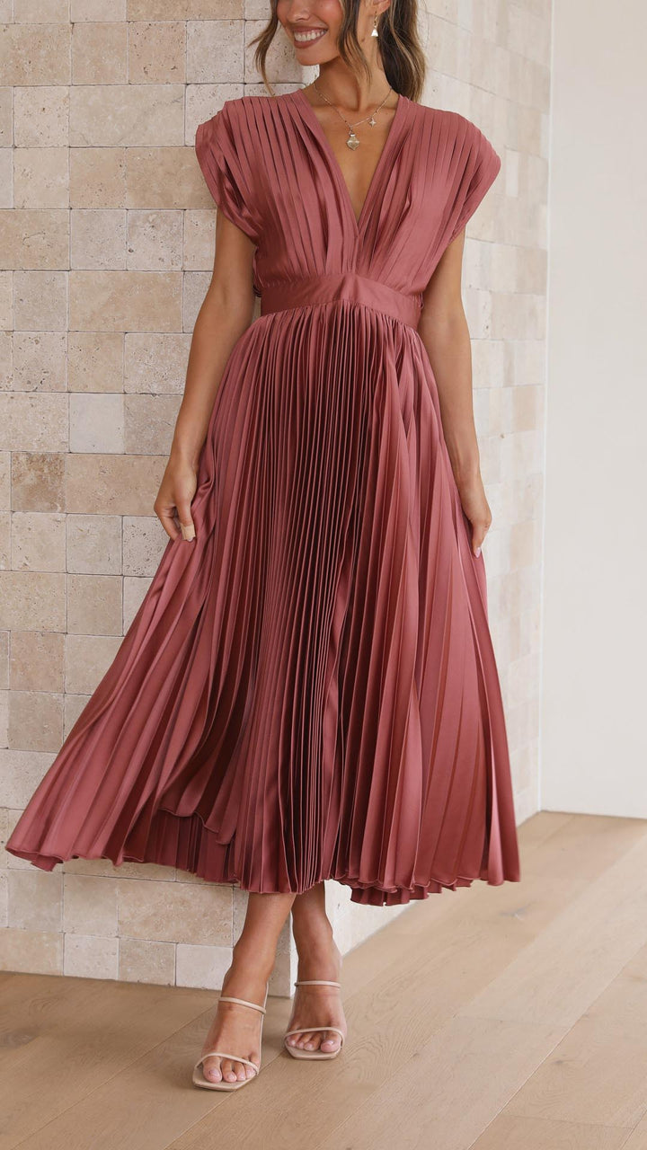 Maria - Women's Elegant Pleated Chiffon Maxi Dress