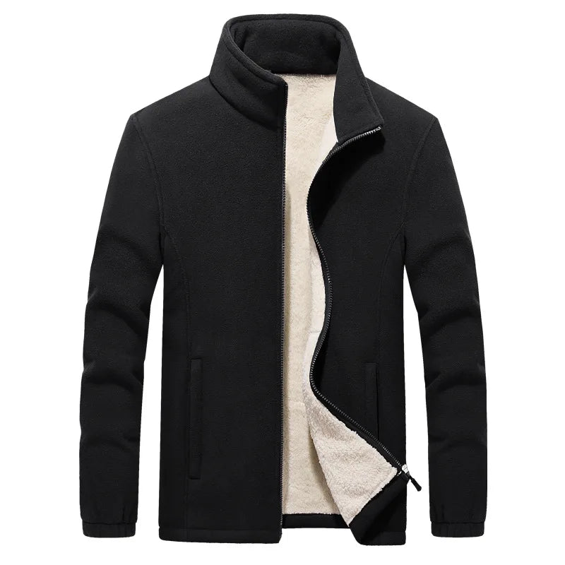 Men's Lined Zip Jacket with Stand Collar