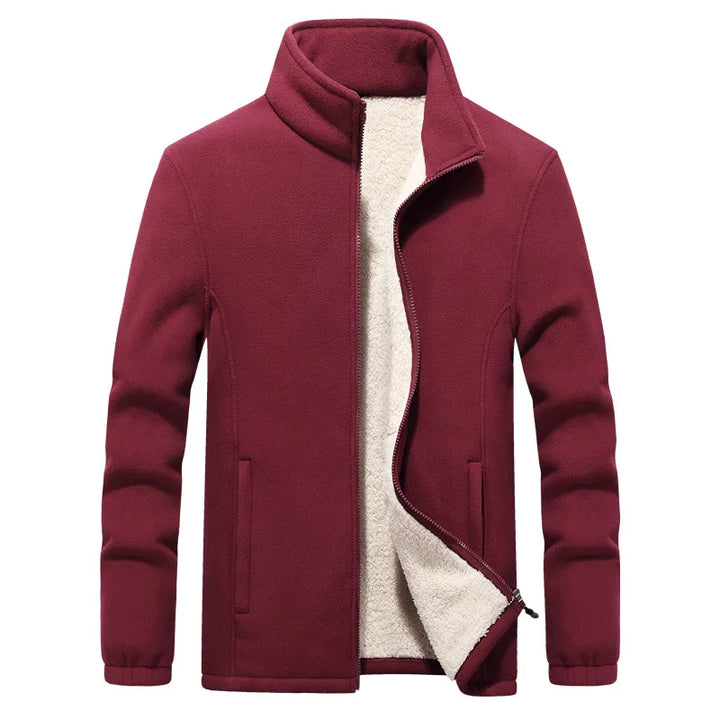 Men's Lined Zip Jacket with Stand Collar