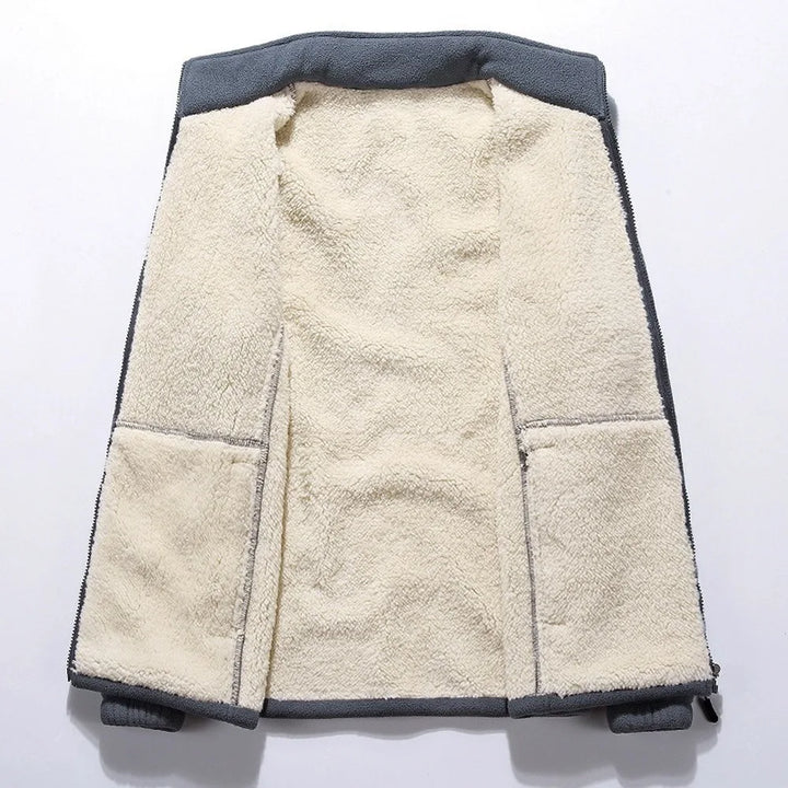Men's Lined Zip Jacket with Stand Collar