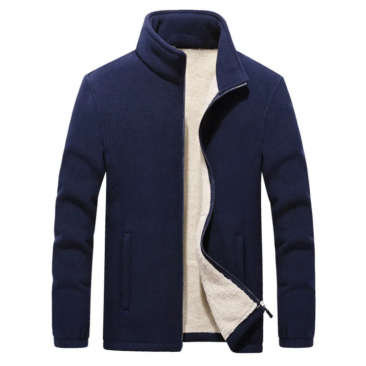 Men's Lined Zip Jacket with Stand Collar