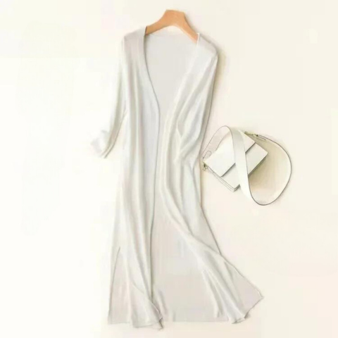Women's Longline Flowing Cardigan – White