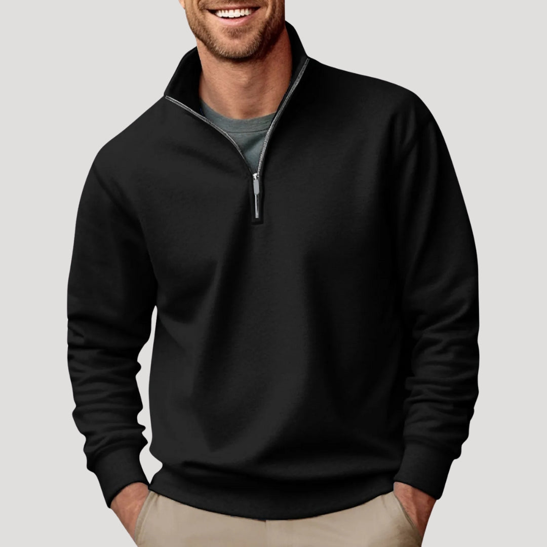 Lightweight Men's Cotton Half-Zip Sweatshirt - Breathable and Versatile