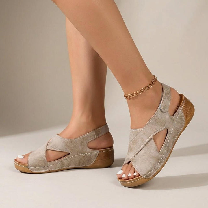 Victoria | Orthopedic Wedge Sandals Criss-Cross Slingback Comfort