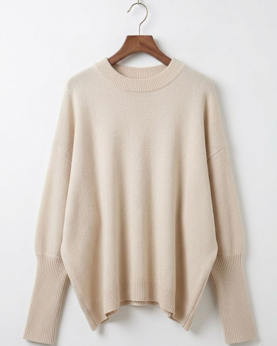Women's Wool Draped Knit Jumper with a High Split