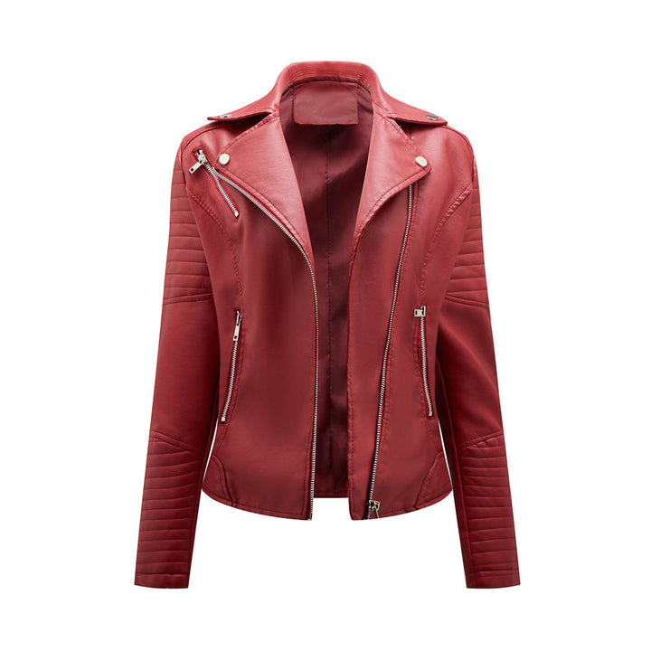 Women's Lapel Leather Jacket | Short