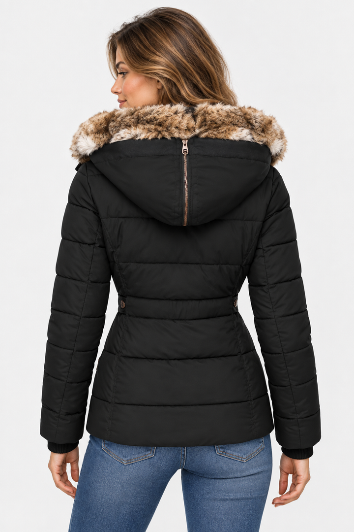 Women's Faux Fur Puffer Jacket with Hood