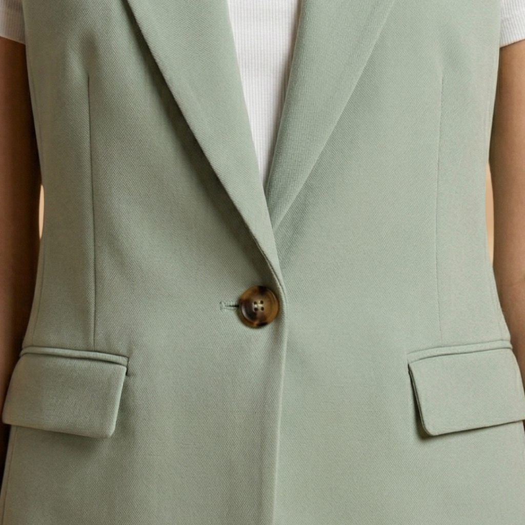 Women’s Blazer Jacket with Waist Accents and Button Fastening