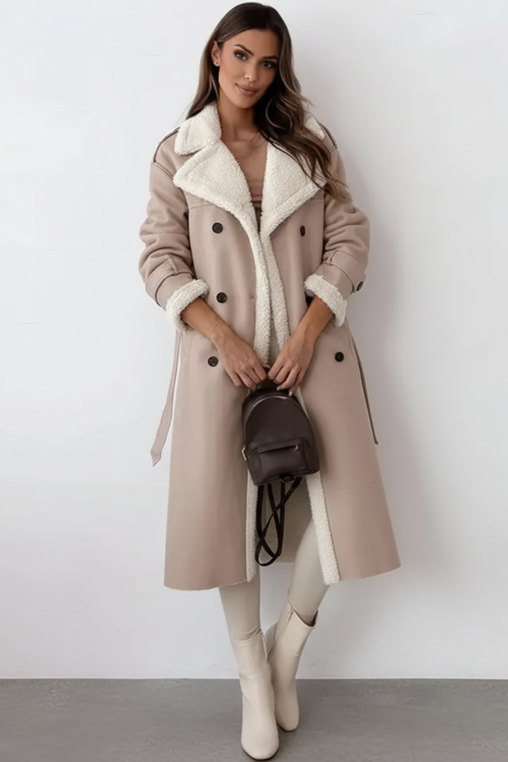 Women’s Long Shearling-Lined Trench Coat