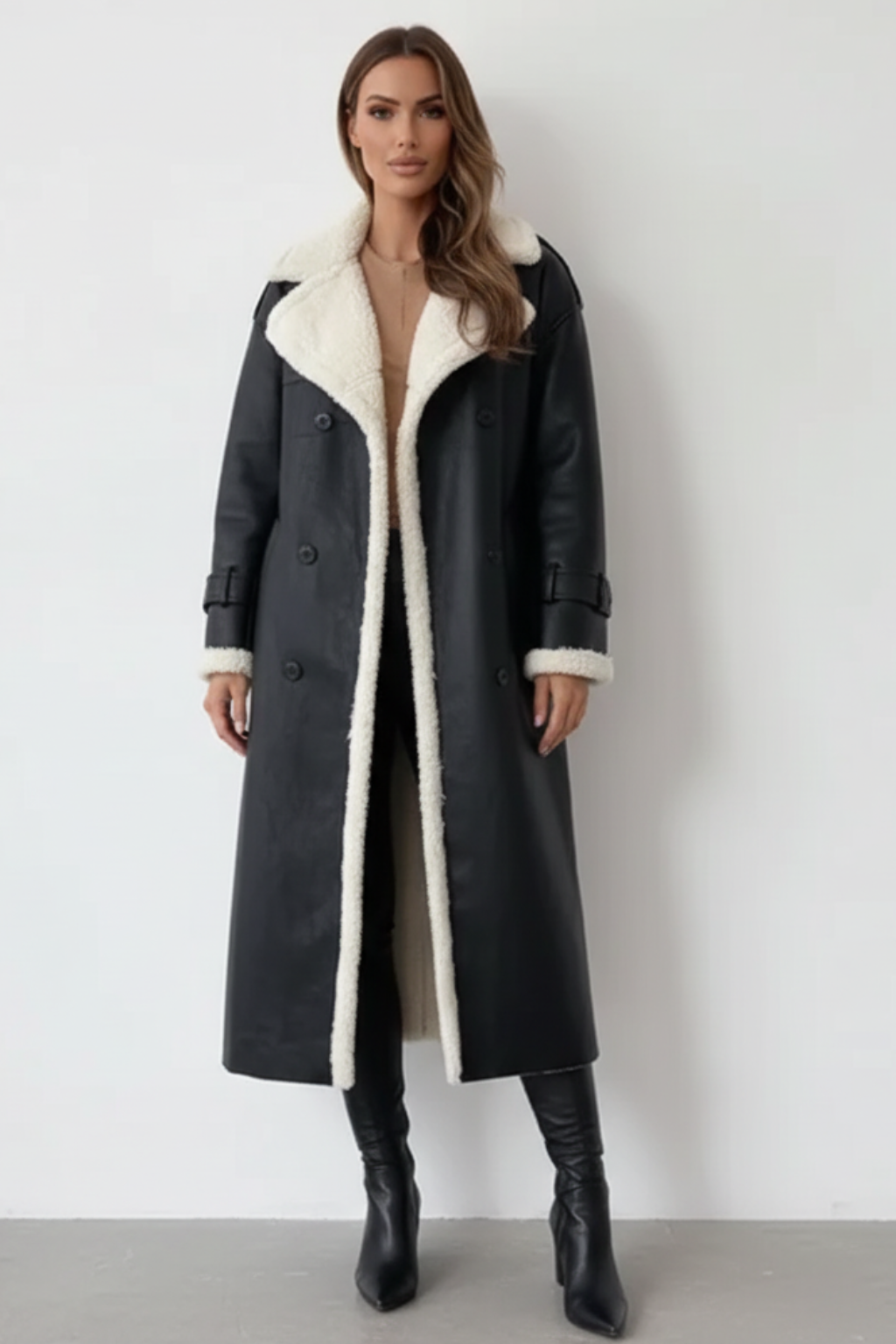 Women’s Long Shearling-Lined Trench Coat