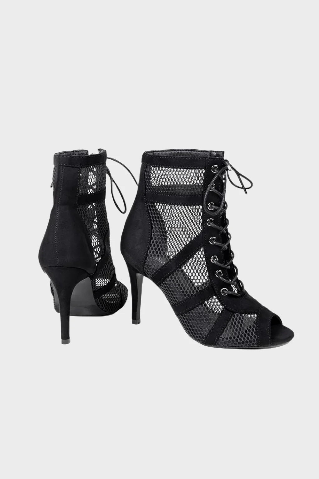 Women’s Mesh Lace Up High Heel Sandals Peep Toe Party Dress Shoes