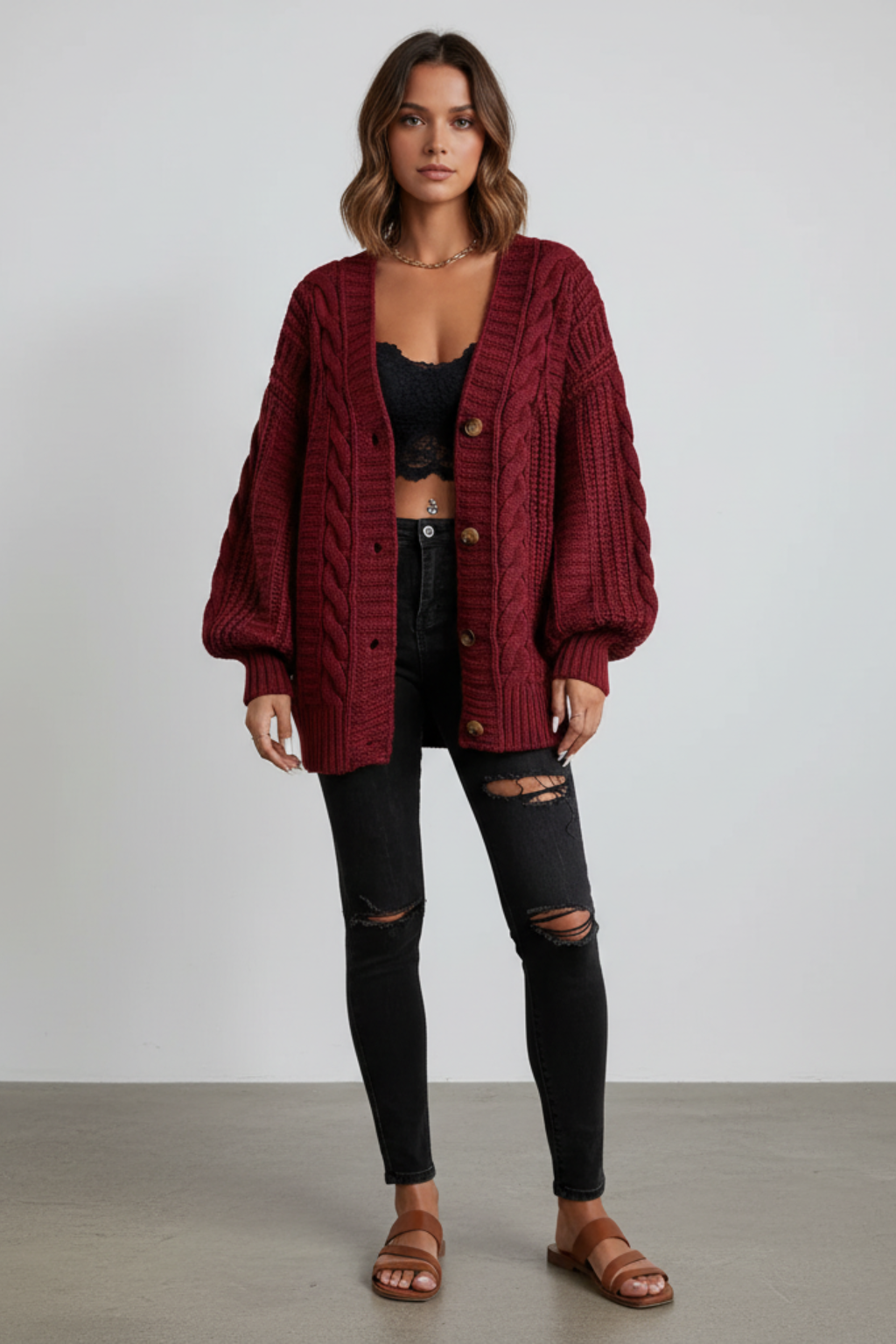 Women’s Oversized Cable Knit Cardigan