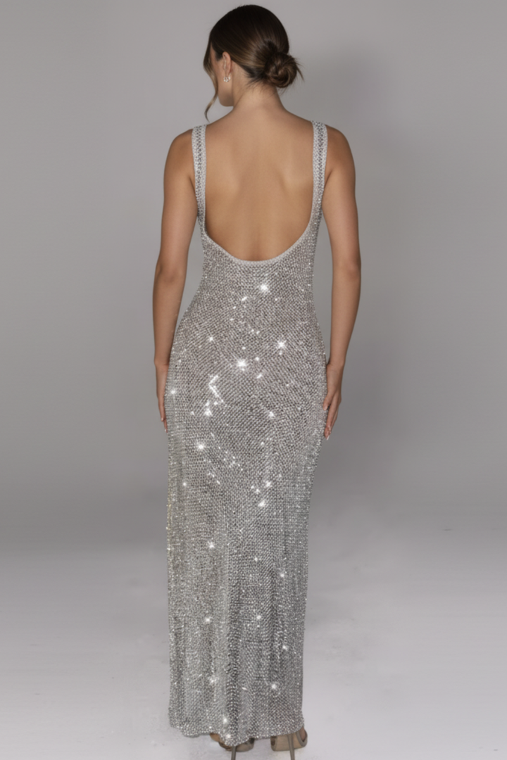 Women’s Sequin Backless Sparkly Party Maxi Dress