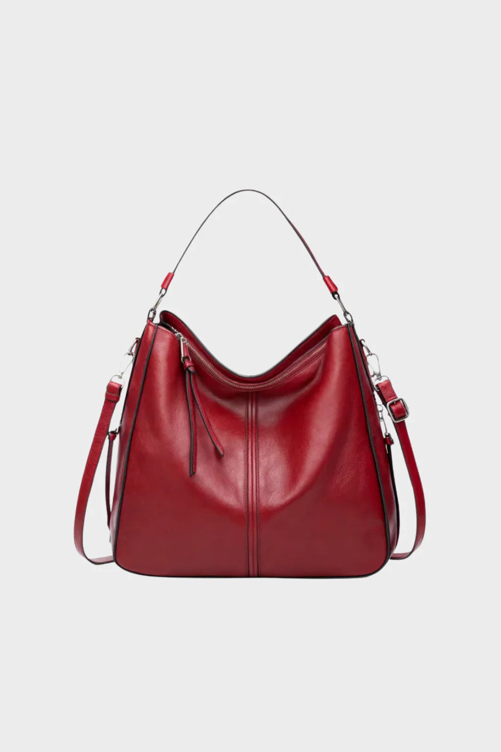 Women’s Leather Look Shoulder Bag Large Casual Tote Handbag with Crossbody Strap