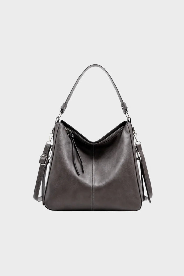 Women’s Leather Look Shoulder Bag Large Casual Tote Handbag with Crossbody Strap
