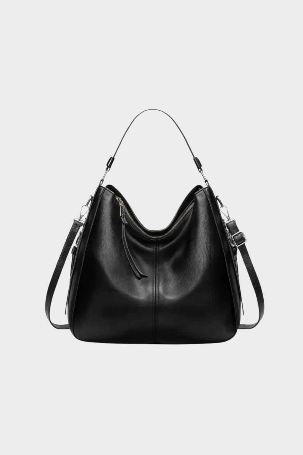 Women’s Leather Look Shoulder Bag Large Casual Tote Handbag with Crossbody Strap