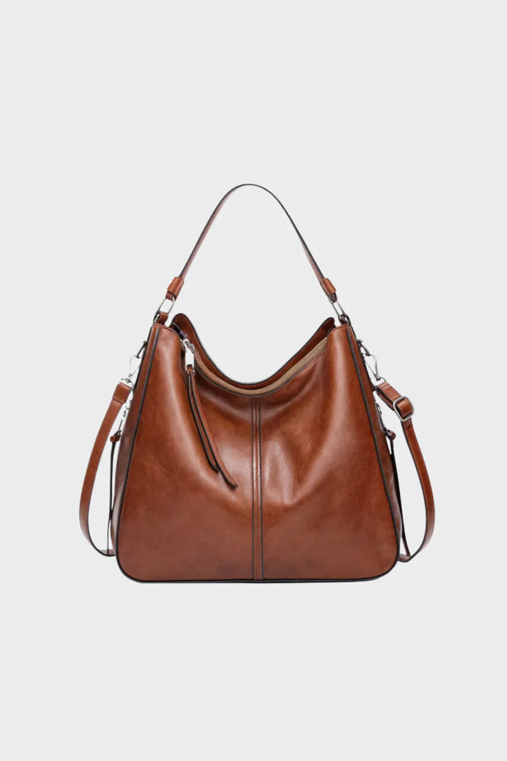 Women’s Leather Look Shoulder Bag Large Casual Tote Handbag with Crossbody Strap