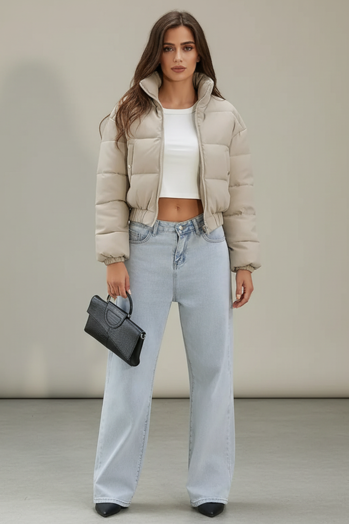 Women’s Cropped Puffer Jacket Warm Padded Short Winter Coat