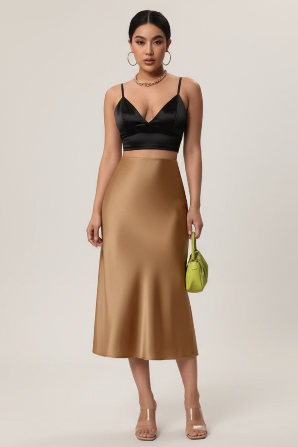Women’s Satin A-Line Midi Skirt