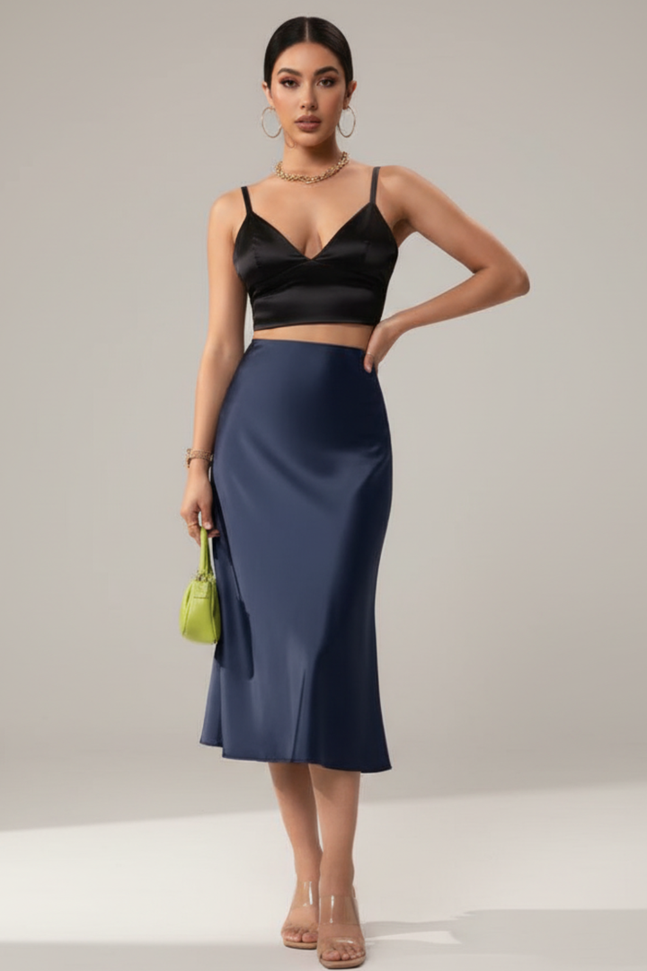 Women’s Satin A-Line Midi Skirt