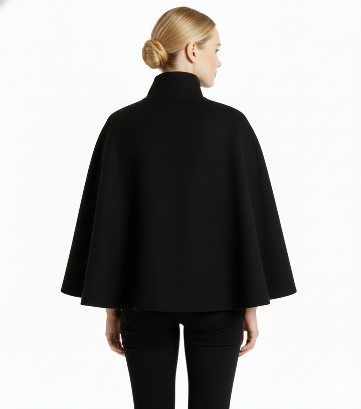 Women's Wool Coat with a High Neck and a Button Front