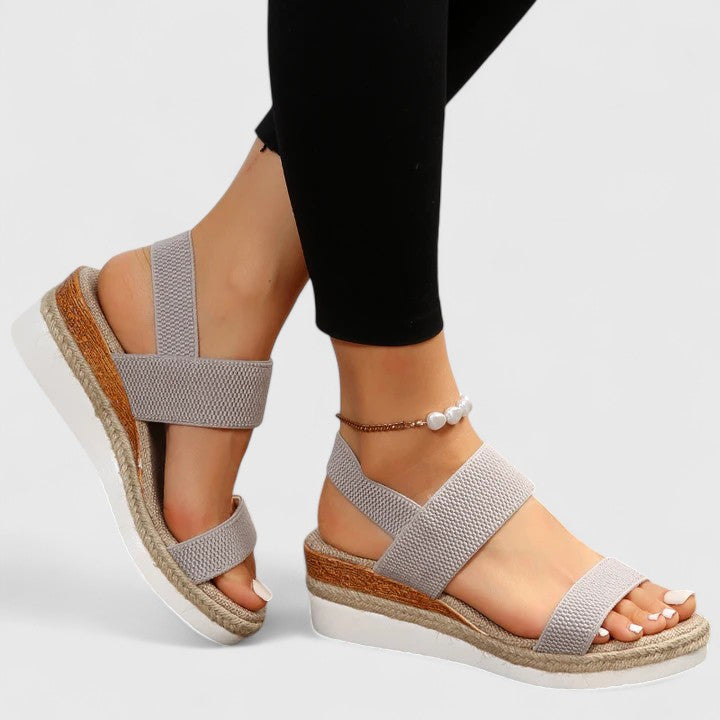 Vivienne Caldecrost | Black Espadrille Wedge Orthopedic Sandals