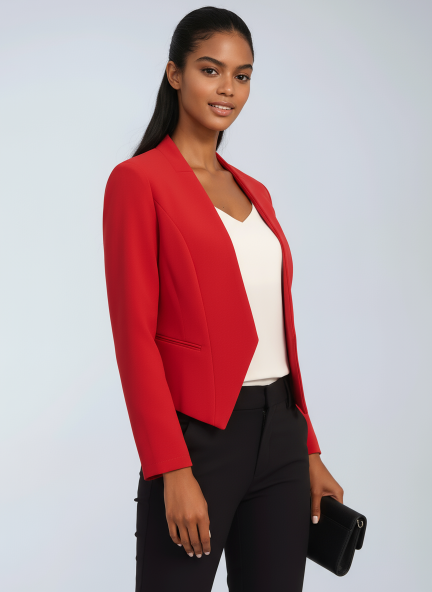 Women's Cropped Structured Blazer for the Office – Red