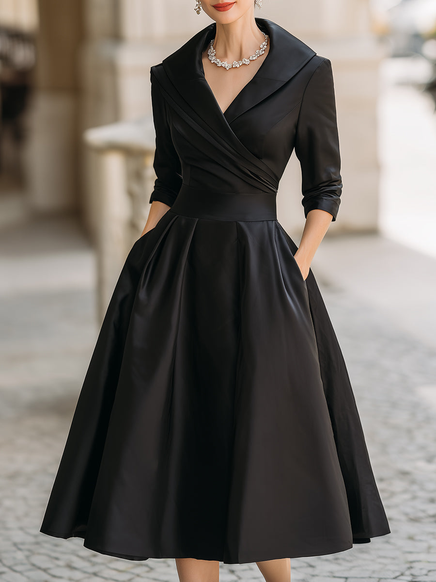 Mariah | Women's Elegant Midi Dress with Portrait Collar