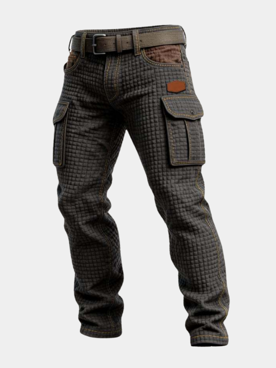 Men's Reinforced Cargo Trousers with Textured Weave